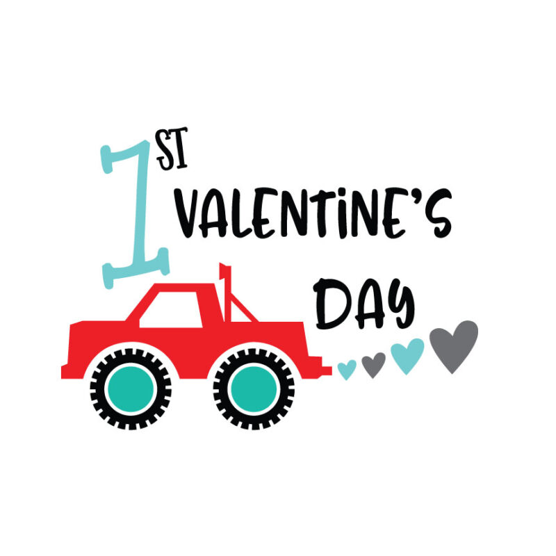 1st Valentine's Day Monster Truck SVG