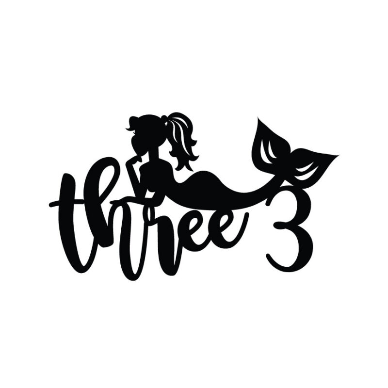 Age 3 Mermaid Cake Topper SVG