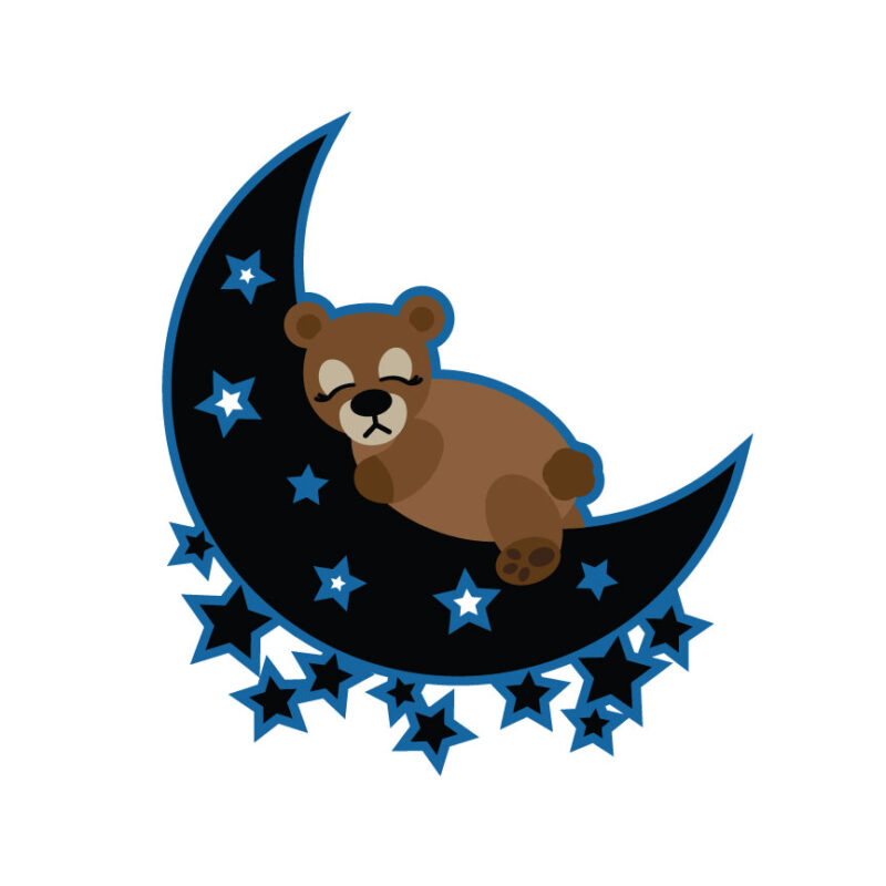 Sleepy Bear on the Moon SVG